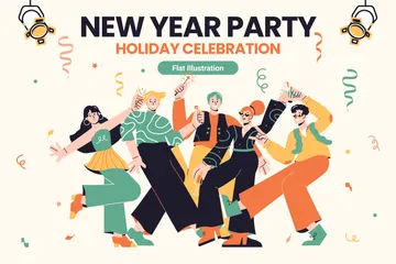 New Year Party Holiday Celebration Illustration Pack