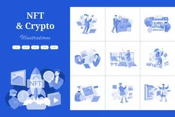 NFT e criptografia Pacote de Ilustrações