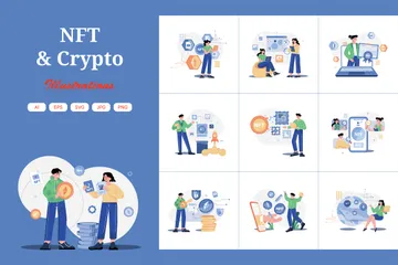NFT y criptomonedas Paquete de Ilustraciones