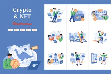 NFT y criptomonedas Paquete de Ilustraciones