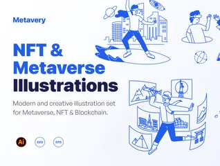 NFT e metaverso Pacote de Ilustrações