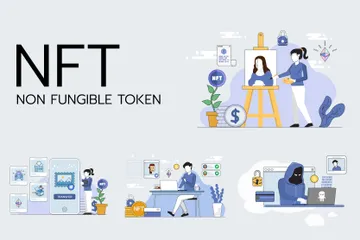NFT Non-fungible Token Activities User Illustration Pack