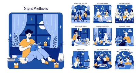 Night Wellness Illustration Pack