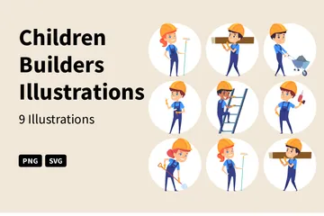 Niños constructores Paquete de Ilustraciones