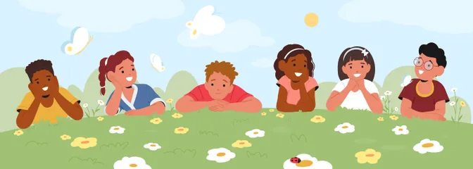 Niños de primavera Paquete de Ilustraciones