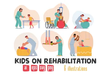 Niños en rehabilitación Paquete de Ilustraciones