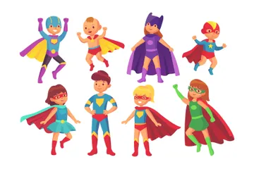 Niños superhéroes Paquete de Ilustraciones