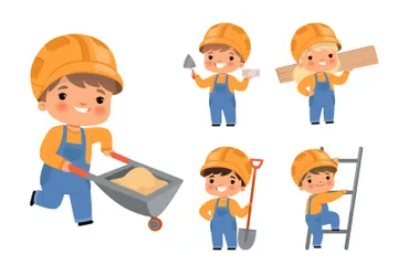 Niños trabajadores Paquete de Ilustraciones