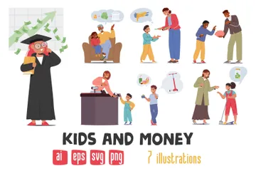 Niños y dinero Paquete de Ilustraciones