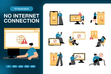 No Internet Connection Illustration Pack