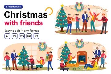 Noël entre amis Pack d'Illustrations