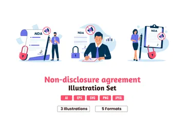Non-disclosure Agreement Contract Illustration Pack