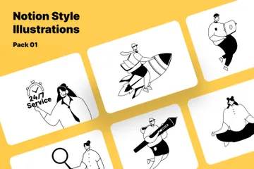 Notion Style Illustrations Illustration Bundle