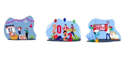 Nouvel An 2023 Pack d'Illustrations