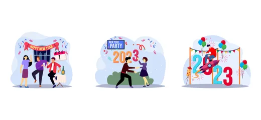 Nouvel An 2023 Pack d'Illustrations