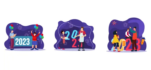 Nouvel An 2023 Pack d'Illustrations