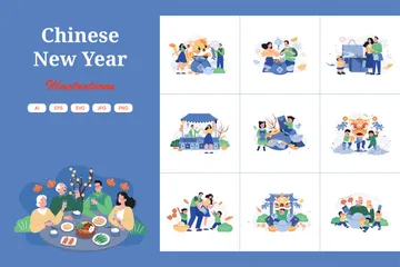 Nouvel An chinois Pack d'Illustrations