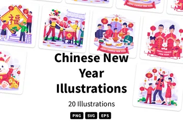 Nouvel An chinois Pack d'Illustrations