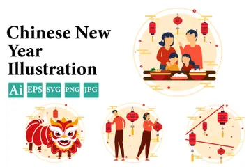 Nouvel An chinois Pack d'Illustrations