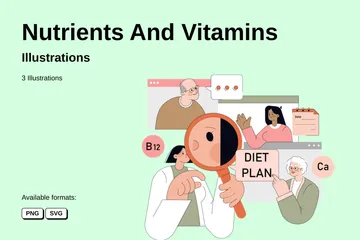 Nutrientes y vitaminas Paquete de Ilustraciones