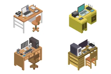 Office Desks Illustration Pack