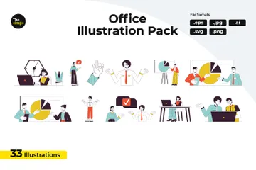 Office People Working Illustration Pack