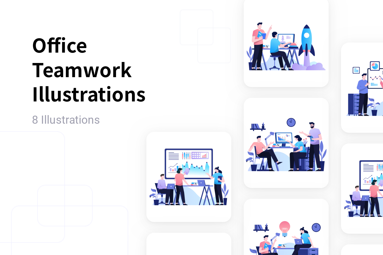 Premium Office Teamwork Illustration pack from People Illustrations