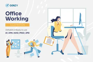 Office Working Illustration Pack