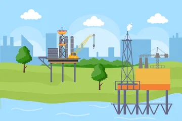 Oil Gas Fuel Industry Illustration Pack