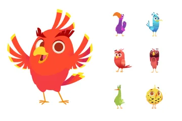 Oiseau De Dessin Animé Mignon Pack d'Illustrations