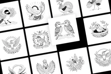 Oiseau Vintage Pack d'Illustrations