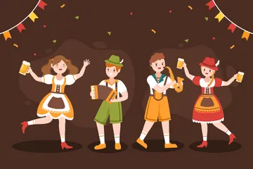 Festival de Cerveja Oktoberfest Pacote de Ilustrações
