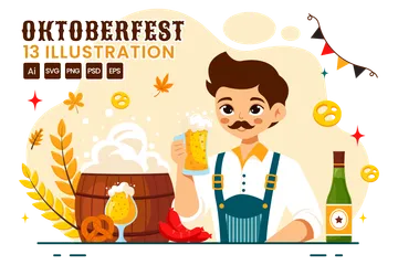 Festival de Cerveja Oktoberfest Pacote de Ilustrações