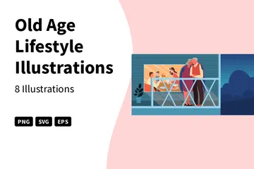 Old Age Lifestyle Illustration Pack