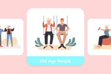 Old Age People Illustration Pack