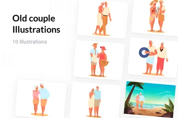 Old Couple Illustration Pack