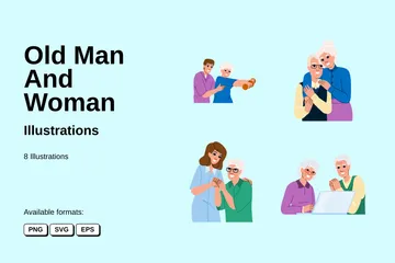 Old Man And Woman Illustration Pack