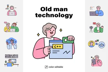 Old Man Technology Illustration Pack