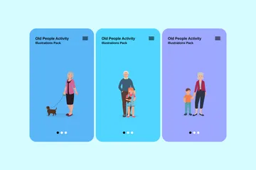 Old People Activity Illustration Pack