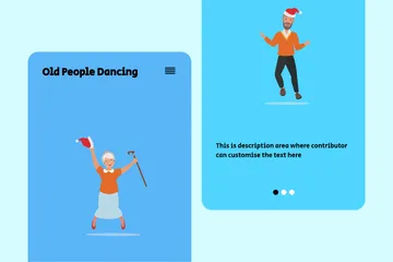 Old People Dancing Illustration Pack