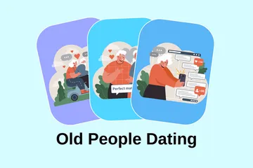 Old People Dating Illustration Pack
