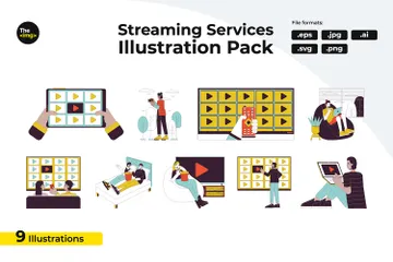 On-demand Online Entertainment Illustration Pack