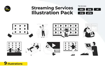 On-demand Online Entertainment Illustration Pack