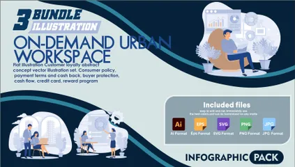 On-demand Urban Workspace Illustration Pack