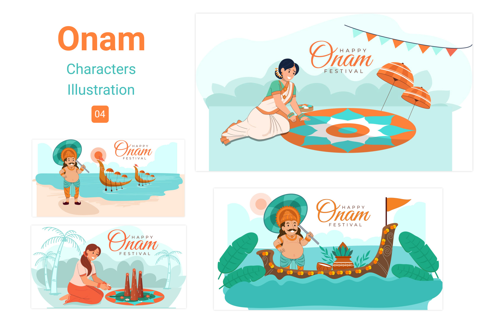 Premium Onam Illustration Pack From Culture And Religion Illustrations