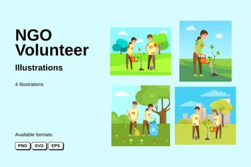 Voluntario de ONG Paquete de Ilustraciones