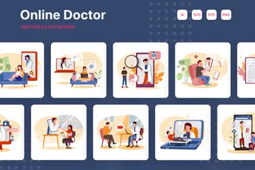 Online-Arzt Illustrationspack