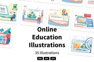 Online-Bildung Illustrationspack