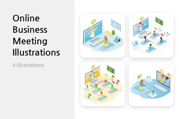 Online Business Meeting Illustration Pack