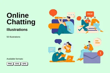 Online Chatting Illustration Pack